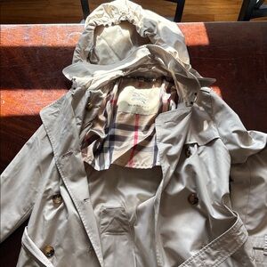 Burberry Light Tan Hooded Trench Coat